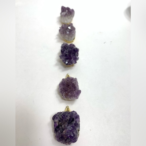 Set of 5 hedgehogs with Natural Amethyst quartz crystals gems. - Picture 3 of 10
